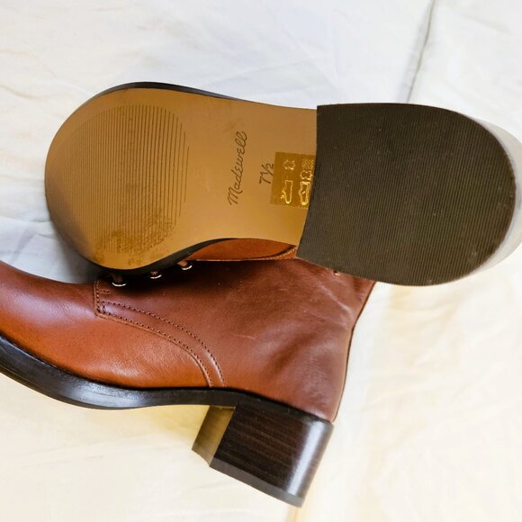 Madewell Combat Inspired Cognac Brown Lace Up Ankle Boots Size 7.5 - Picture 4 of 8